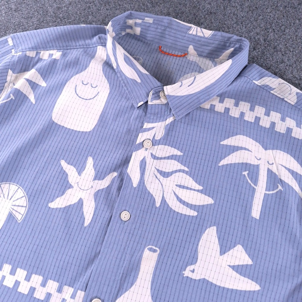 Roark Bless Up Shirt Mens XL Blue Perforated Breathable Short Sleeve RW534